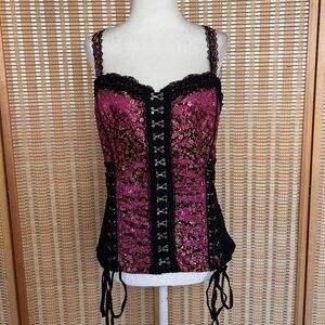 Vintage Tripp NYC Corset Top Y2K Goth Punk Lace Up Bustier XXL